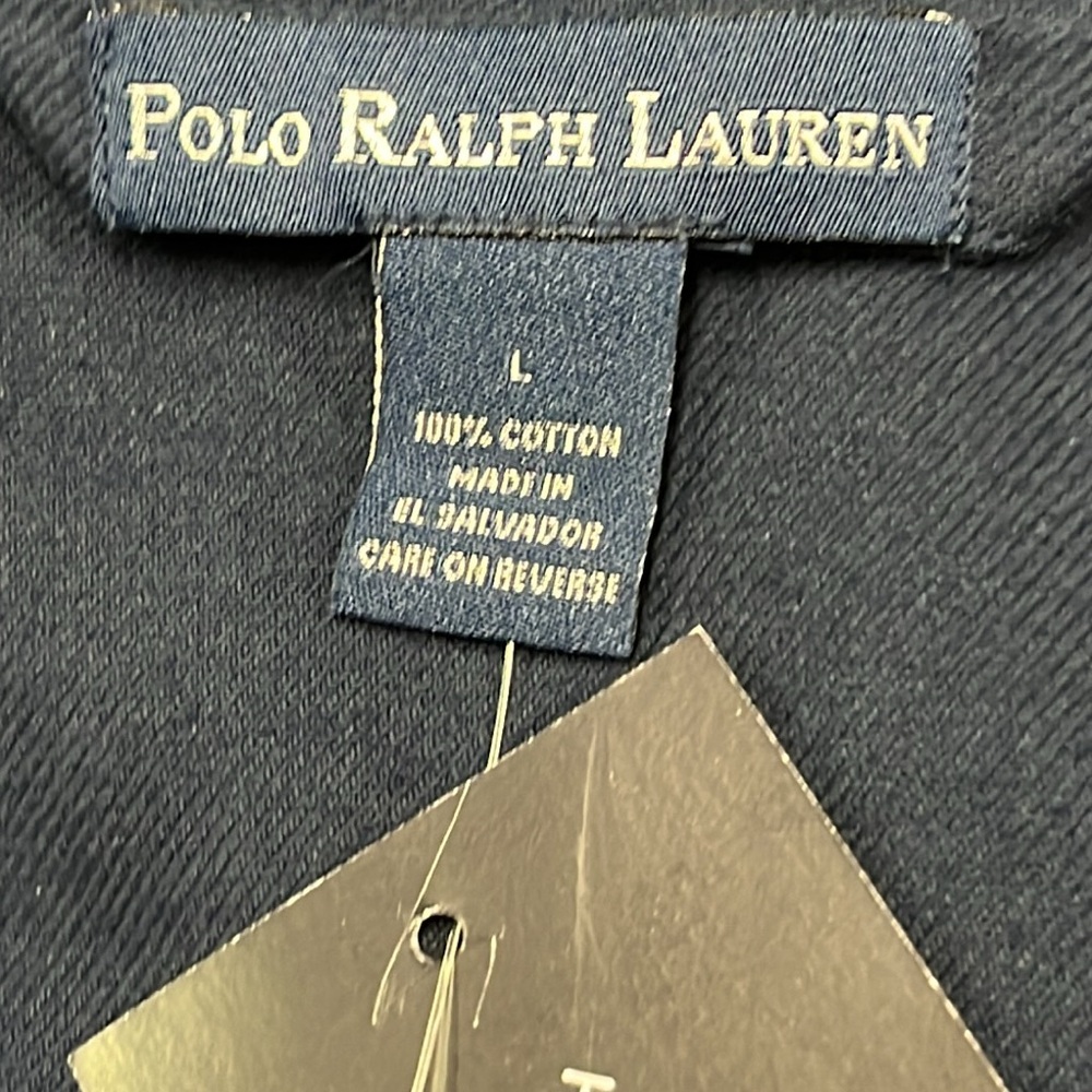RALPH LAUREN NWT Men's Long SLV 1 Pocket Navy/White Trim Cotton Pajama Top SZ L - Picture 3 of 16